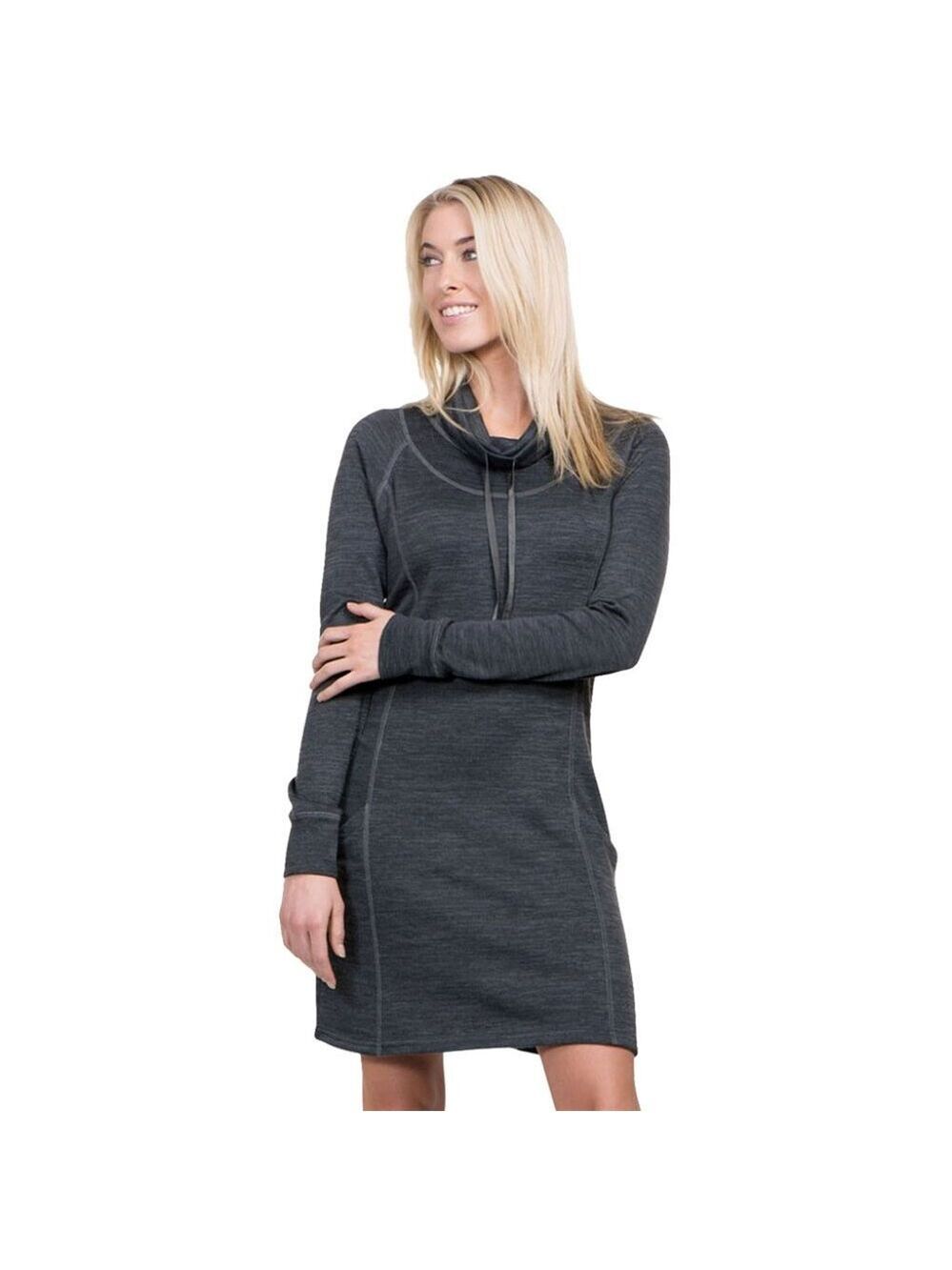 KÜHL Lea Dress Gray Cowl Neck Athleisure Gorpcore Travel Medium